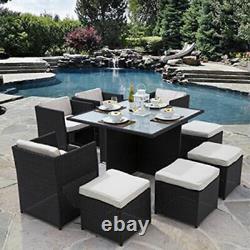 Cube Rattan Garden Furniture Set Chairs Sofa Table Outdoor Patio Wicker 8 Seater