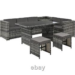 Cube Rattan Garden Furniture Set Sofa Dining Table Outdoor Patio Wicker 7 Seater