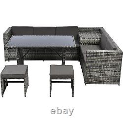 Cube Rattan Garden Furniture Set Sofa Dining Table Outdoor Patio Wicker 7 Seater