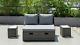 Daybed Lounge Set, Grey Garden Furniture Patio Outdoor Sofa Glass Side Tables