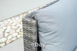 Daybed Lounge Set, Grey Garden Furniture Patio Outdoor Sofa Glass Side Tables