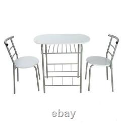 Dining Table And 2 Chairs Set MDF Metal Legs Shelf Kitchen Desk Furniture