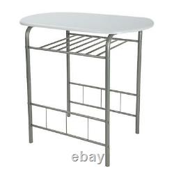 Dining Table And 2 Chairs Set MDF Metal Legs Shelf Kitchen Desk Furniture