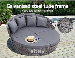 EVRE Bali Mixed Grey 3 Piece Modular Round Rattan Wicker Patio Garden Furniture