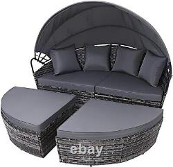 EVRE Bali Mixed Grey 3 Piece Modular Round Rattan Wicker Patio Garden Furniture