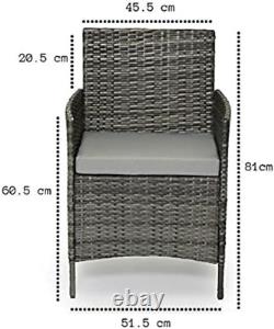 EVRE Grey Rattan Garden Furniture Set Patio Conservatory Balcony Indoor Outdoor