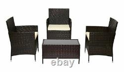 EVRE Palma Rattan Garden Furniture Set Patio Conservatory Indoor Outdoor 4 piece