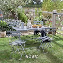 Eve 4 Seater Folding Metal Patio Set Grey Outdoor Garden Furniture Dining Set