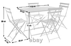 Eve 4 Seater Folding Metal Patio Set Grey Outdoor Garden Furniture Dining Set