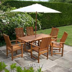Extending Dining Table and Chairs Set 1.2m-1.6m Outdoor Garden Patio Furniture