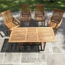 Extending Dining Table and Chairs Set 1.2m-1.6m Outdoor Garden Patio Furniture
