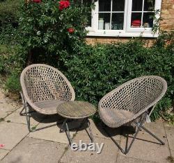 Faux Rattan Garden Furniture Patio Set has two well made foldaway chairs + table