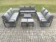 Fimous Aluminum Dark Grey 11 Seat Lounge Sofa Garden Furniture Set Outdoor Patio