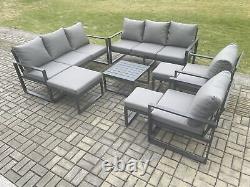 Fimous Aluminum Garden Furniture Patio Outdoor Sofa Coffee Table Chairs Set Grey