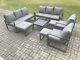 Fimous Aluminum Garden Furniture Patio Outdoor Sofa Coffee Table Chairs Set Grey