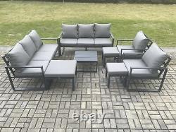 Fimous Aluminum Garden Furniture Patio Outdoor Sofa Coffee Table Chairs Set Grey