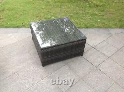 Fimous Rattan Square Coffee Table Patio Outdoor Garden Furniture Dark Grey Mixed