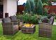 Firepit Rattan Garden Sofa Set Furniture Patio With 2 Arm Chair Table & 2 Seater