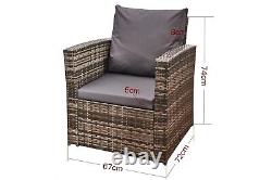 Firepit Rattan Garden Sofa Set Furniture Patio With 2 Arm Chair Table & 2 Seater