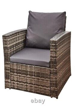 Firepit Rattan Garden Sofa Set Furniture Patio With 2 Arm Chair Table & 2 Seater