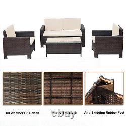 Flamaker Rattan Garden Sofa Furniture Set Patio 4 Seater Armchairs Table Sofa