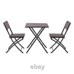 Folding Rattan Garden Table and Chairs Outdoor Furniture Patio Dining Bistro Set