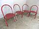 Four, Red, Folding, Round Back, Metal, Chairs, Outside, Garden, Conservatory, Patio, Chair