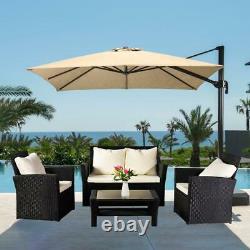Furniture Wicker Rattan Patio Outdoor Conversation Sofa Set Garden Table Black