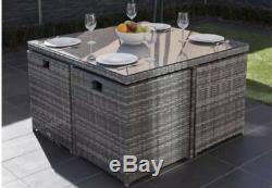 GARDEN FURNITURE PATIO OUTDOOR 8 SEATER RATTAN CUBE DINING SET(Cheapest On Ebay)