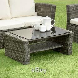GSD Rattan Garden Furniture 4 Piece Patio Set Table Chairs Grey Black or Brown
