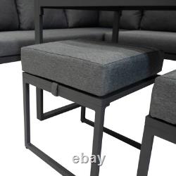 Garden Aluminium Furniture Set Wood Effect 7 Seater Outdoor Patio Lounge