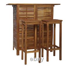 Garden Bar Set Outdoor Patio Chairs Wooden Dining Furniture 2 Stools Pool Table
