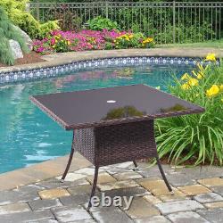 Garden Bistro Patio Furniture Rattan Glass Table Cushion Chairs Outdoor Seater