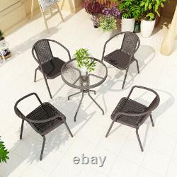 Garden Bistro Patio Furniture Set Folding Table Chairs Outdoor Indoor Rattan NEW