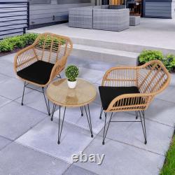 Garden Bistro Patio Furniture Set Table & Chairs Outdoor Indoor Steel Rattan UK