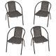 Garden Bistro Patio Furniture Table Chairs Outdoor Indoor Rattan Stacking Chair