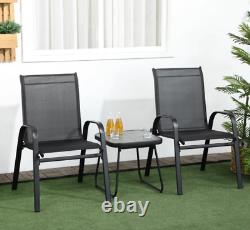 Garden Bistro Set 2 Chairs Coffee Table Outdoor Patio Armchairs Seat Furniture