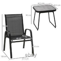Garden Bistro Set 2 Chairs Coffee Table Outdoor Patio Armchairs Seat Furniture