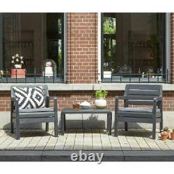 Garden Bistro Set Grey Balcony Table Chairs Keter Delano Patio Furniture Resin