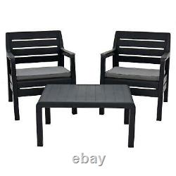 Garden Bistro Set Grey Balcony Table Chairs Keter Delano Patio Furniture Resin