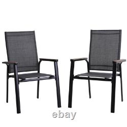 Garden Chairs Patio Chair Set of 2 Stackable Aluminium Chairs Outdoor Furniture