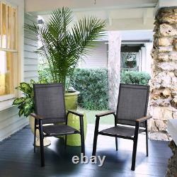 Garden Chairs Patio Chair Set of 2 Stackable Aluminium Chairs Outdoor Furniture