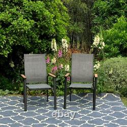 Garden Chairs Patio Chair Set of 2 Stackable Aluminium Chairs Outdoor Furniture
