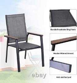 Garden Chairs Patio Chair Set of 2 Stackable Aluminium Chairs Outdoor Furniture