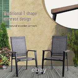Garden Chairs Patio Chair Set of 2 Stackable Aluminium Chairs Outdoor Furniture
