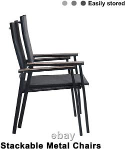 Garden Chairs Patio Chair Set of 2 Stackable Aluminium Chairs Outdoor Furniture