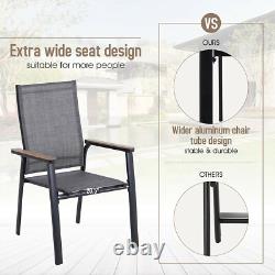 Garden Chairs Patio Chair Set of 2 Stackable Aluminium Chairs Outdoor Furniture