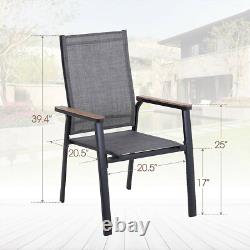 Garden Chairs Patio Chair Set of 2 Stackable Aluminium Chairs Outdoor Furniture
