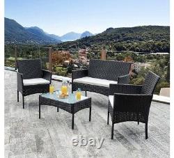 Garden Corner Sofa Couch Rattan Furniture Set 4 Seats Patio Outdoor Lounge Grey