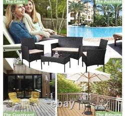 Garden Corner Sofa Couch Rattan Furniture Set 4 Seats Patio Outdoor Lounge Grey